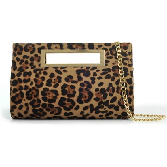 Leopard Print Clutch Purse Faux Patent Leather Shoulder Bag Evening Handbag - Picture 2 of 7